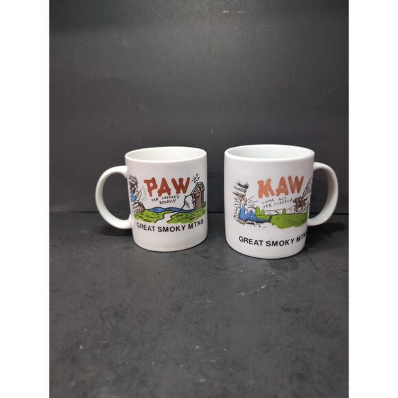 Great Smoky Mountains Maw & Paw Coffee Mugs, Kitschy USA Cups, Souvenir Gift Set - Picture 3 of 9